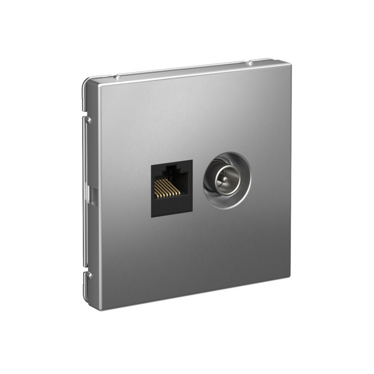 Розетка Systeme Electric ArtGallery Сталь двойная ТВ + компьютерная RJ45 кат. 5Е GAL000989