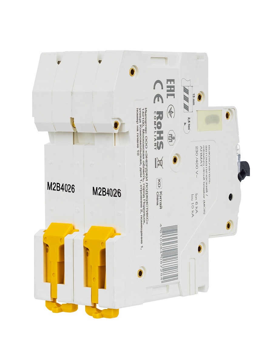 Автоматический выключатель IEK ARMAT M06N 2P B 40А AR-M06N-2-B040