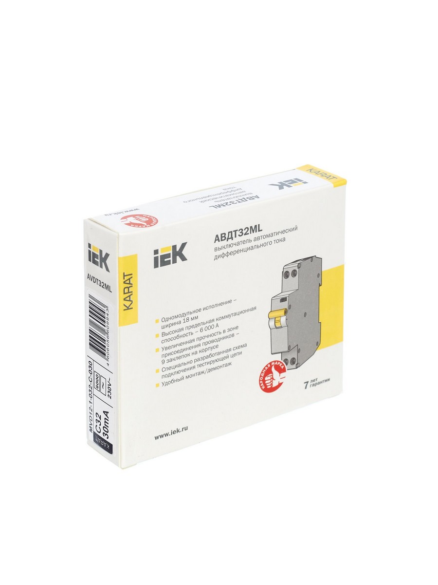 IEK Дифференциальный автоматический выключатель IEK KARAT АВДТ32МL С32 30мА KARAT MVD12-1-032-C-030 