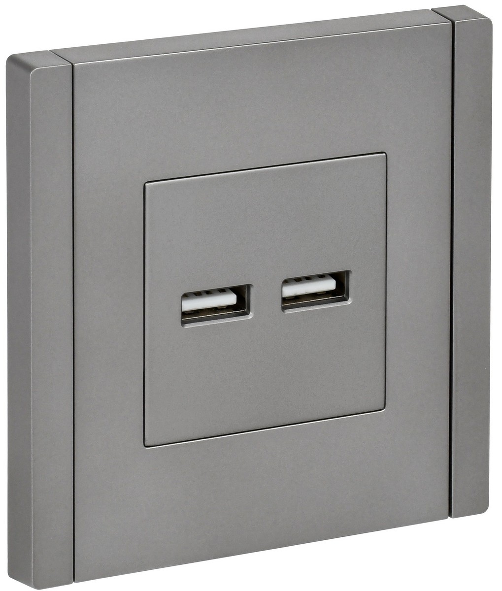 Розетка IEK FORTE&PIANO Сталь USB A+A 3,1А FP549