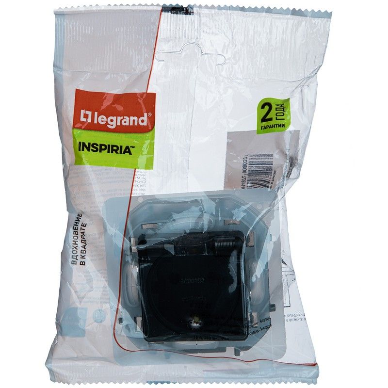 Legrand Inspiria Антрацит Розетка Legrand INSPIRIA Антрацит с заземлением IP 44 с откидной крышкой и шторками 16А 250 В 673743