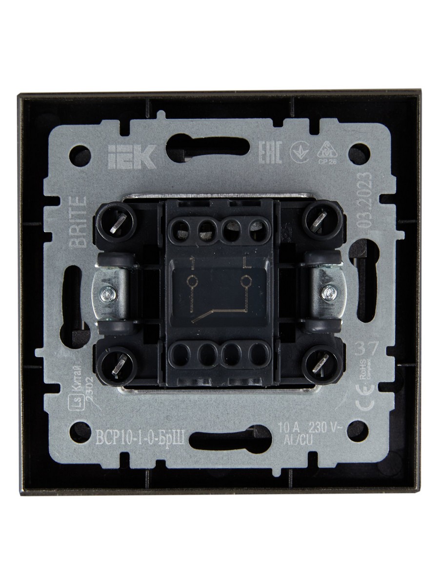 Выключатель IEK BRITE Шампань 1-кл. 10А в сборе ВСР10-1-0-БрШ BR-V10-0-10-K37-F
