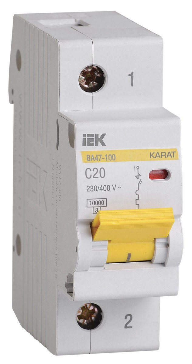 Автоматический выключатель IEK KARAT ВА47-100 1Р 20А 10кА х-ка C MVA40-1-020-C