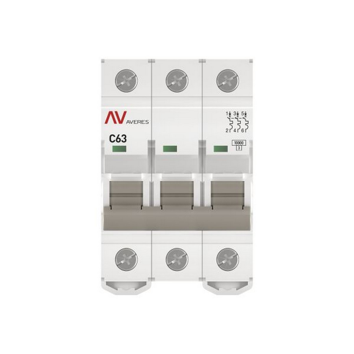 Автоматический выключатель EKF AVERES AV-10 (С) 3P 63А 10kA mcb10-3-63C-av
