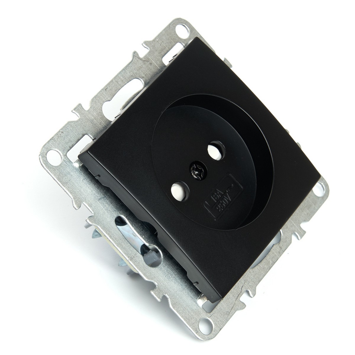 Эрна - Розетки и выключатели Stekker Розетка 1-местная б/з STEKKER PST10-9109-03 10А с защ. шторкой Эрна черный 49153