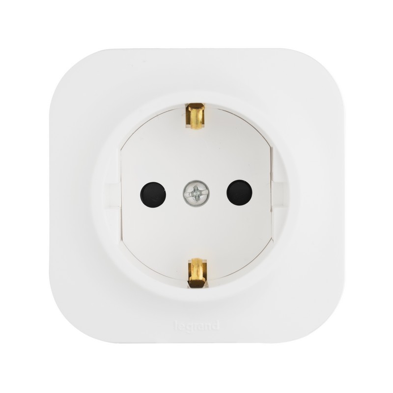 Розетка Legrand Quteo с заземлением без шторкок белая  782211
