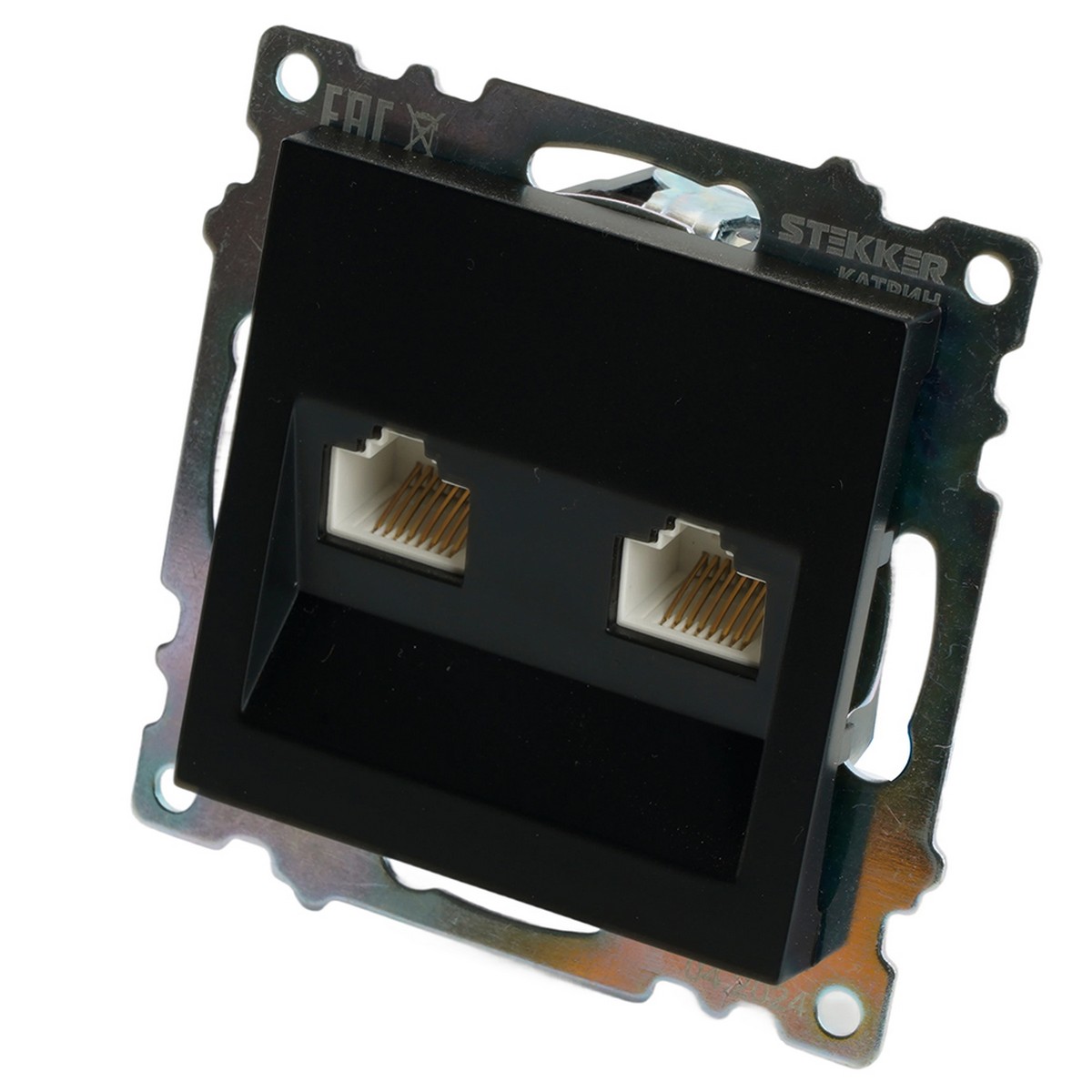 Катрин - Розетки и выключатели Stekker Розетка компьютерная 2-местная RJ-45 STEKKER GLS00-7109-05 Катрин черный 50007