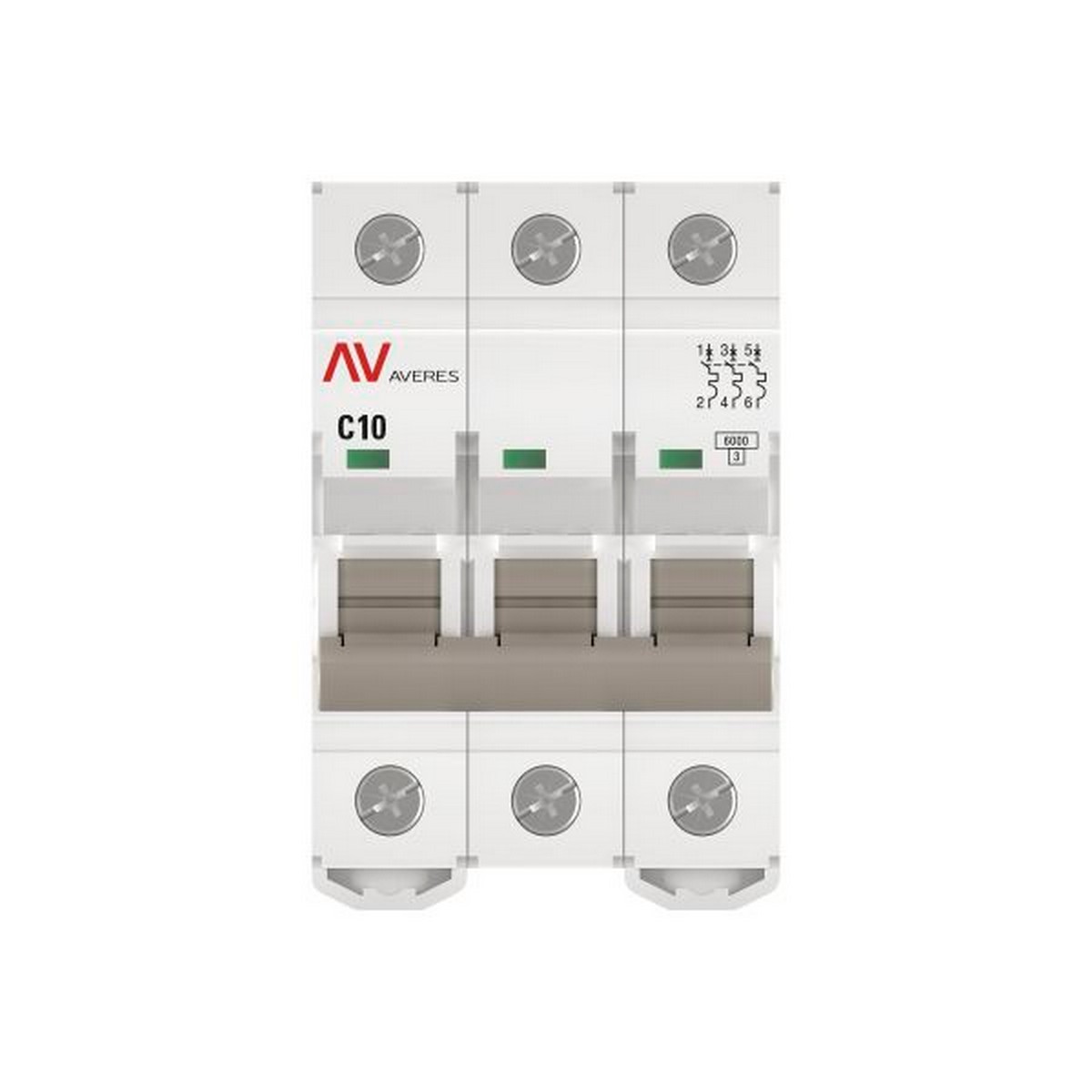 Автоматический выключатель EKF AVERES AV-6 (С) 3P 10А 6kA mcb6-3-10C-av