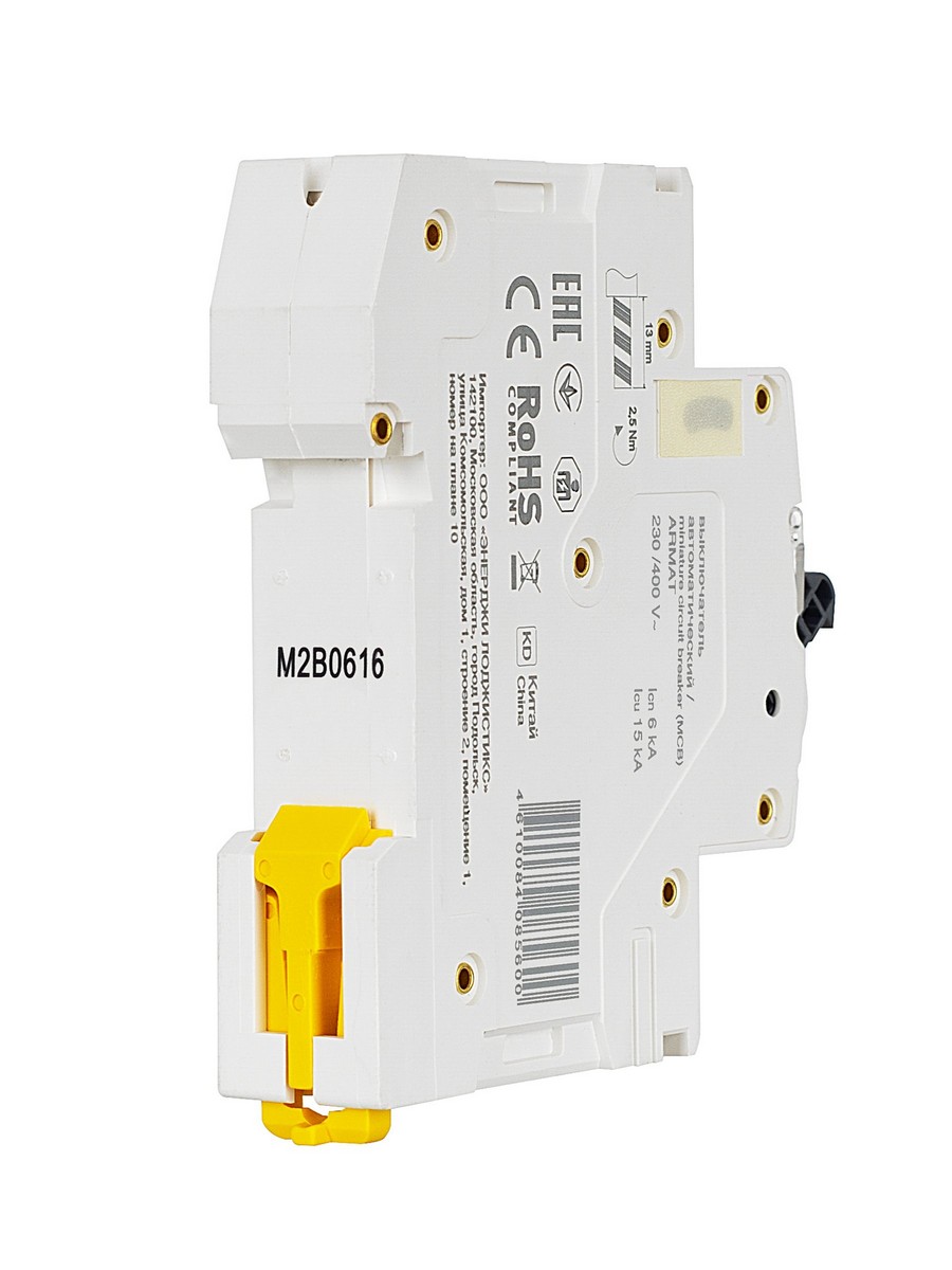 Автоматический выключатель IEK ARMAT M06N 1P B 6А AR-M06N-1-B006