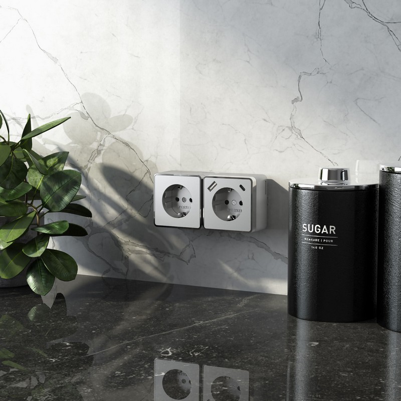 Werkel Gallant серебряный Розетка Werkel с заземлением, шторками и USB тип A+C Gallant (серебряный) W5071706