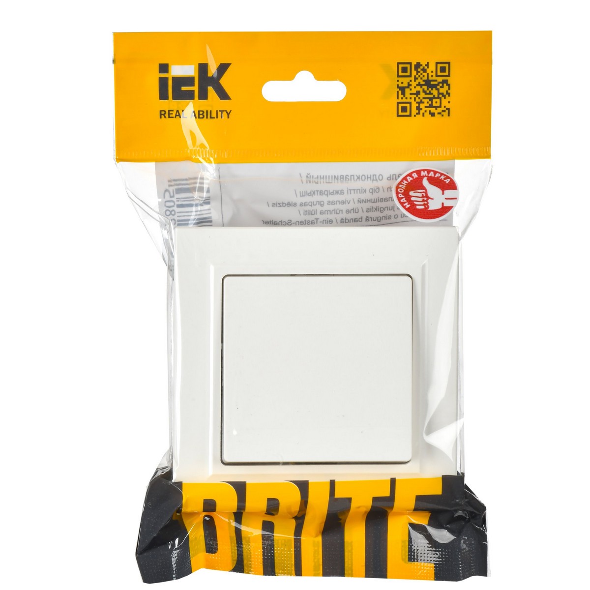 Выключатель IEK BRITE 1-клавишный 10А в сборе ВСР10-1-0-БрБ белый BR-V10-0-10-K01-F