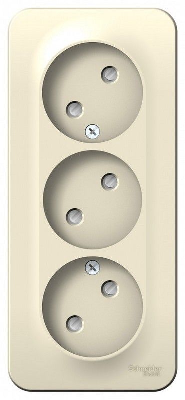 Blanca молочные розетки и выключатели Розетка SE Blanca 3-ая Молочная наружный б/з со шторками изолир. пластина BLNRA001312