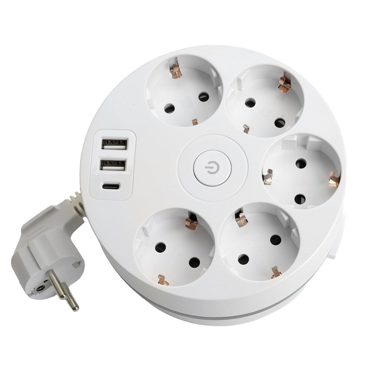 Удлинитель STEKKER HM10-51-01 5-местный с/з, 3x1мм2, 2.5м 2USB+С 5V 3,1А Comfort белый 49591