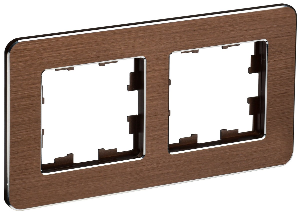 IEK Brite Рамки Рамка IEK BRITE DECOR Коричневый металл скругл.угол 2-мест. РУ-2-1-Бр RE AL BR-M22-M-21-K30