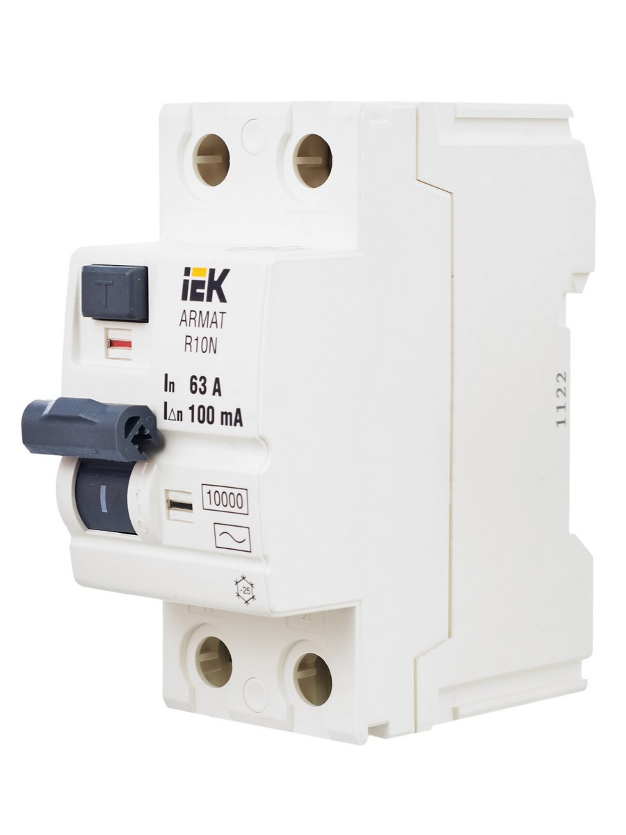 IEK ВДТ УЗО IEK ARMAT R10N 2P 63А 100мА тип AC AR-R10N-2-063C100 