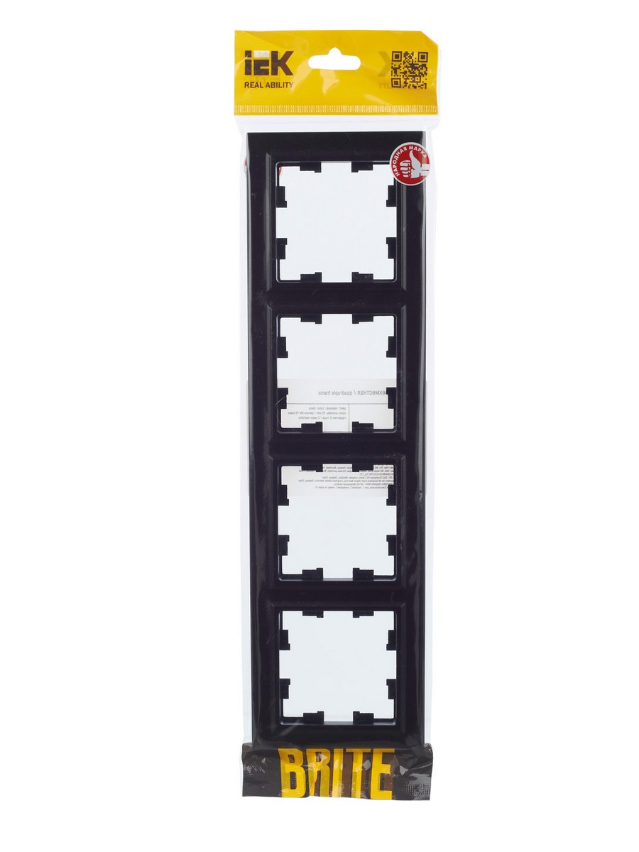 IEK Brite Рамки Рамка IEK BRITE 4-местная РУ-4-БрЧ черный BR-M42-K02