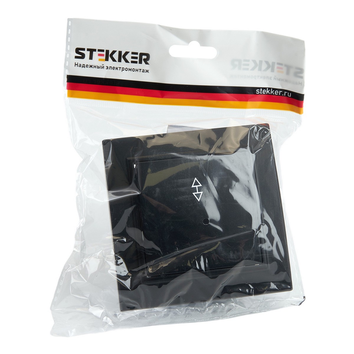 Переключатель 1-клавишный STEKKER PSW10-9005-03 10А Эрна черный с рамкой 39619