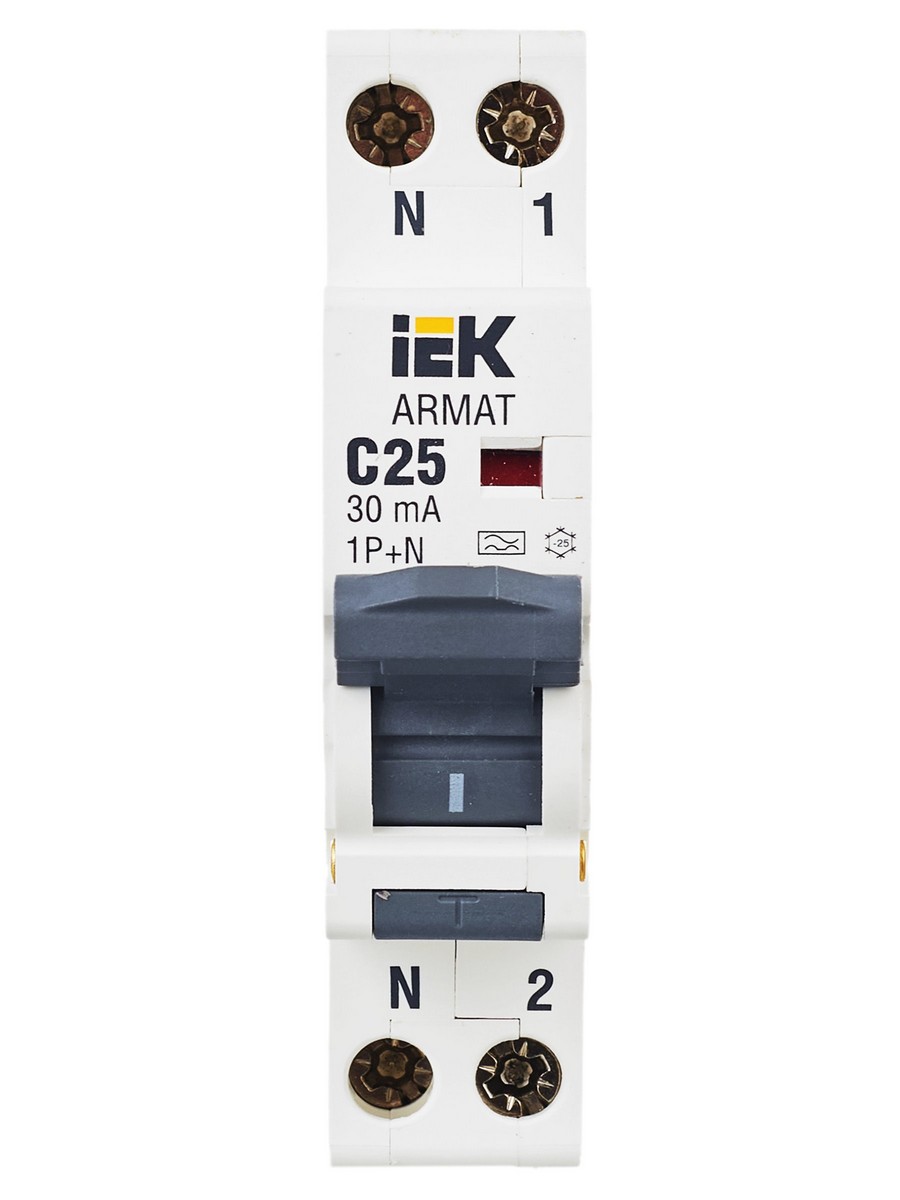 АВДТ Дифф. Автомат IEK ARMAT B06S 1P+NP C25 30мА тип A (18мм) AR-B06S-1N-C25A030