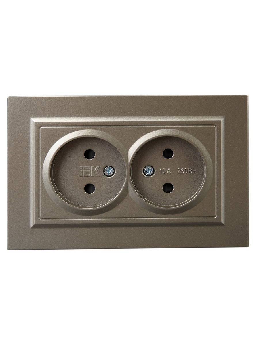 Розетка IEK BRITE Шампань 2-я без з/к с з/ш 10А в сб. РСш12-2-БрШ BR-R23-10-K37-F