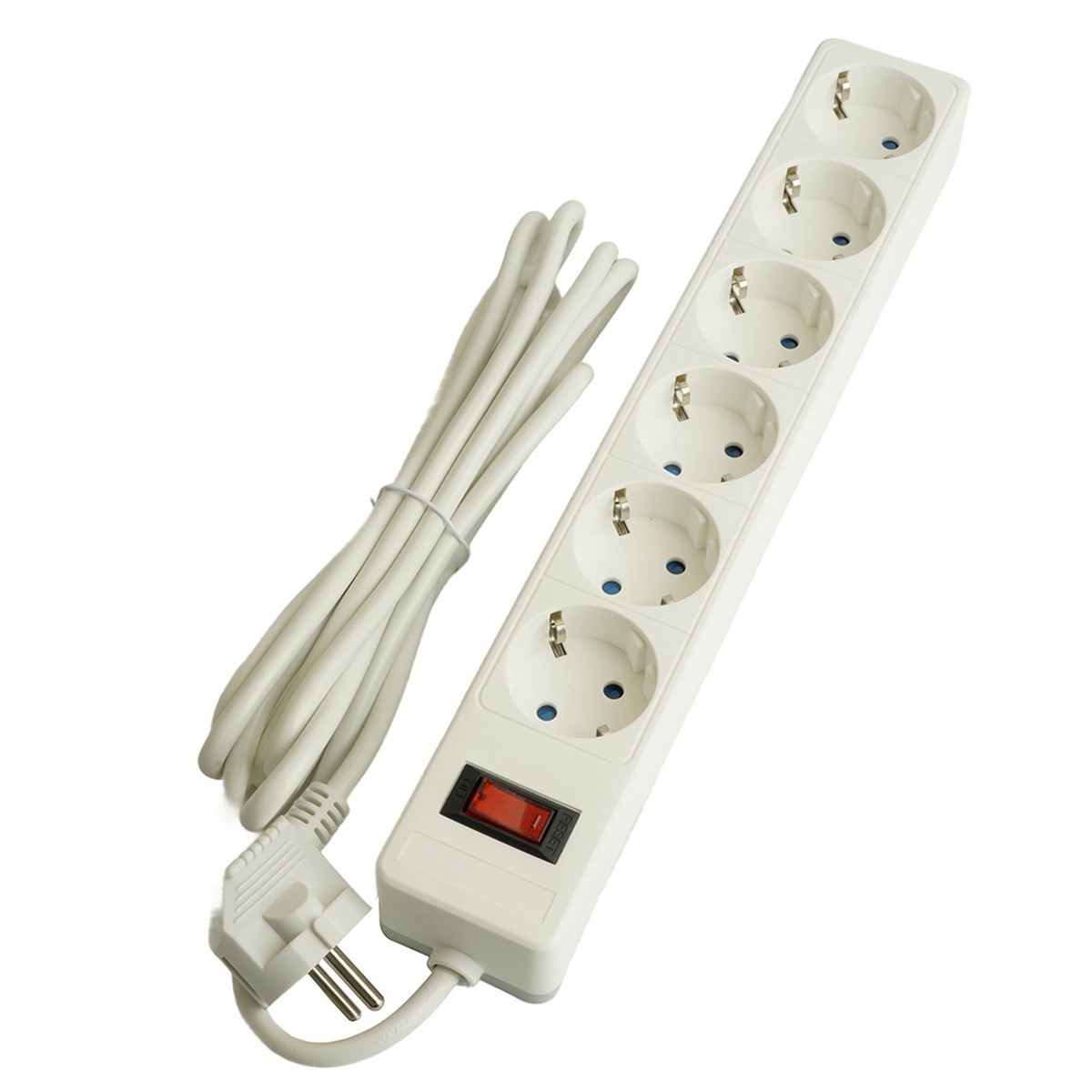 Колодки и удлинители, тройники Сетевой фильтр 6-местный с/з STEKKER HM20-61-053x1мм2 5 м серия Optima белый 50097 