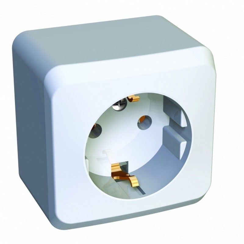 Этюд Белый Розетка 1-ая Systeme Electric Этюд наружный Белый с/з без шторок PA16-003B