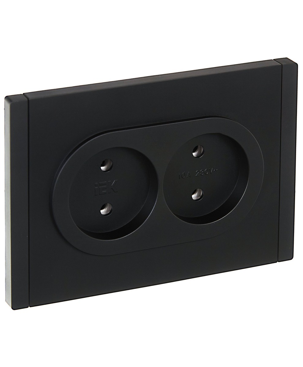 IEK FORTE&PIANO Черный Розетка IEK FORTE&PIANO Черный 2-я б/з безвинтовое крепление 10А FP126