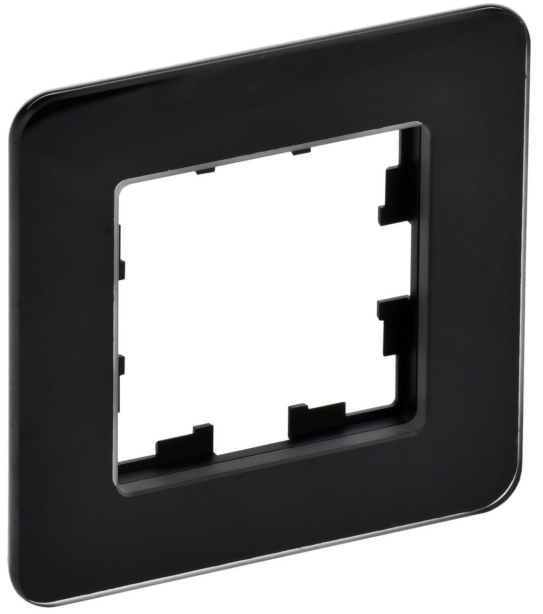 Рамка IEK BRITE DECOR Черный матовый стекло скругл.угол 1-мест. РУ-1-2-Бр RE BR-M12-G-41-K02