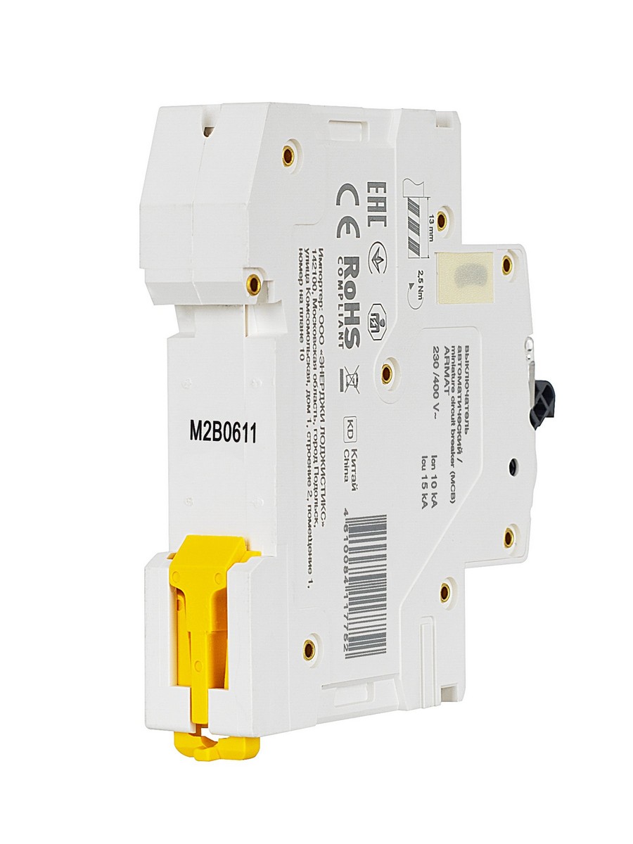 Автоматический выключатель IEK ARMAT M10N 1P B 6А AR-M10N-1-B006