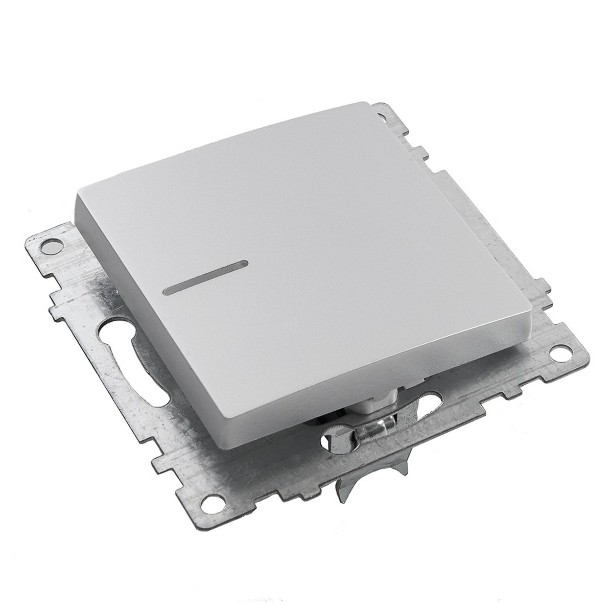 Катрин - Розетки и выключатели Stekker Выключатель 1-клавишный c индикатором STEKKER GLS10-7101-03 10А Катрин серебро 39577