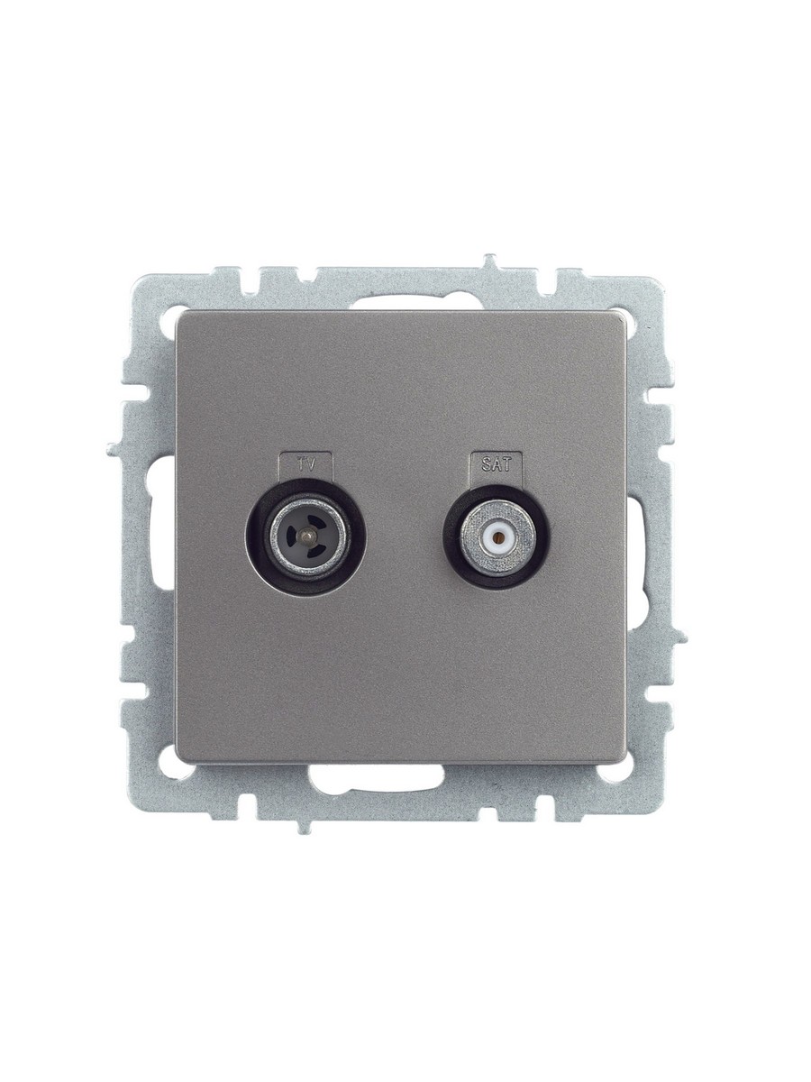 Розетка IEK BRITE двойная TV+SAT РТВ/РСп12-БрС сталь BR-AF20-O-K46