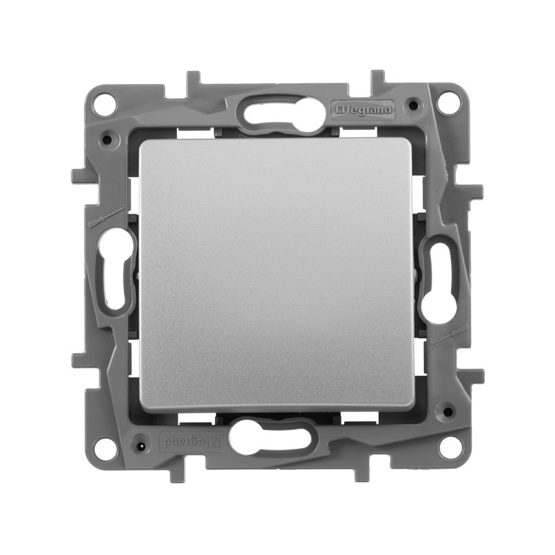 Выключатель Legrand Etika алюминий 1-клавишный, авт.клеммы, 10AX, 250 В 672401