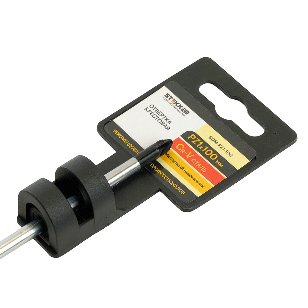 Отвертка крестовая STEKKER Pz 1 х 100 мм, Cr-V, SDM-PZ1-100 49615 фото
