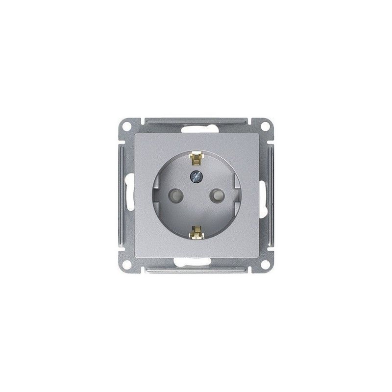 AtlasDesign Алюминий Розетка Systeme Electric AtlasDesign Алюминий с/з со шторками, 16А, ATN000345