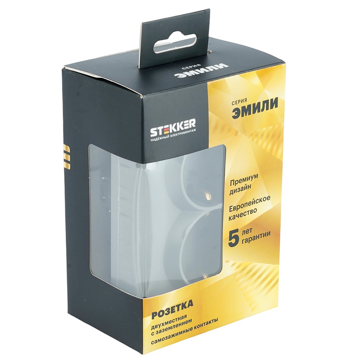 Розетка 2-местная с з/ш с/з СЗК STEKKER 250В 16А Эмили RST16-5114-10ZK платиново-серый soft touch 50244