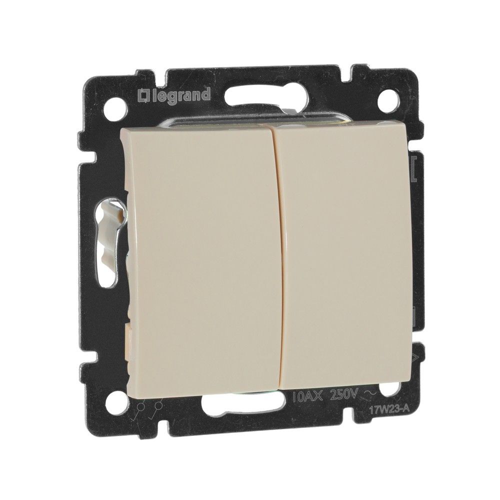 Legrand Valena Classic Кремовый Переключатель Legrand Valena Крем 2-х клавишный 774308
