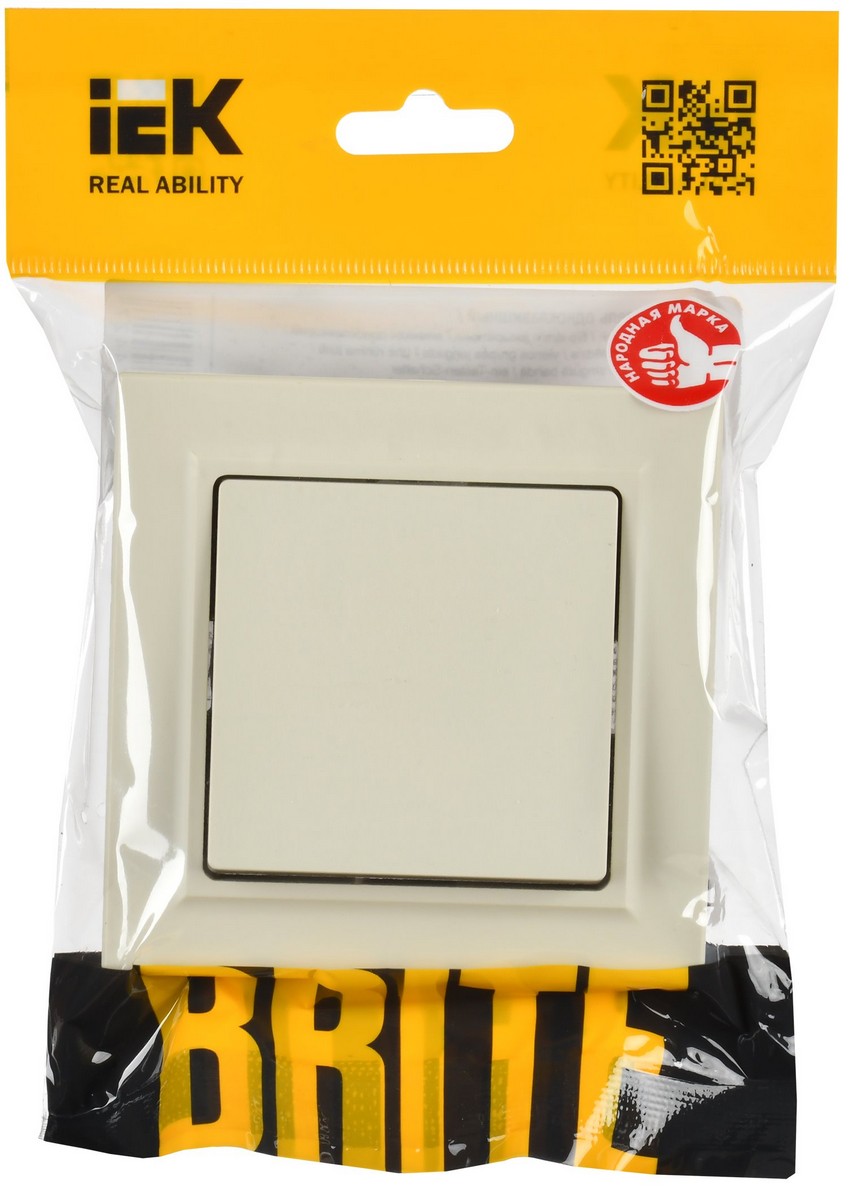 Выключатель IEK BRITE Бежевый 1-кл. 10А в сборе ВСР10-1-0-БрКр BR-V10-0-10-K10-F
