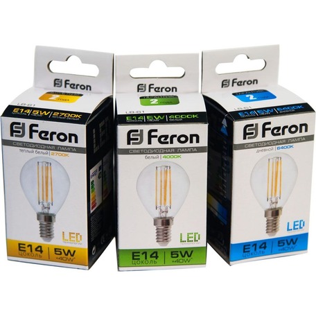 Лампа светодиодная Feron LB-61 Шарик E14 5W 6400K 230V 25580