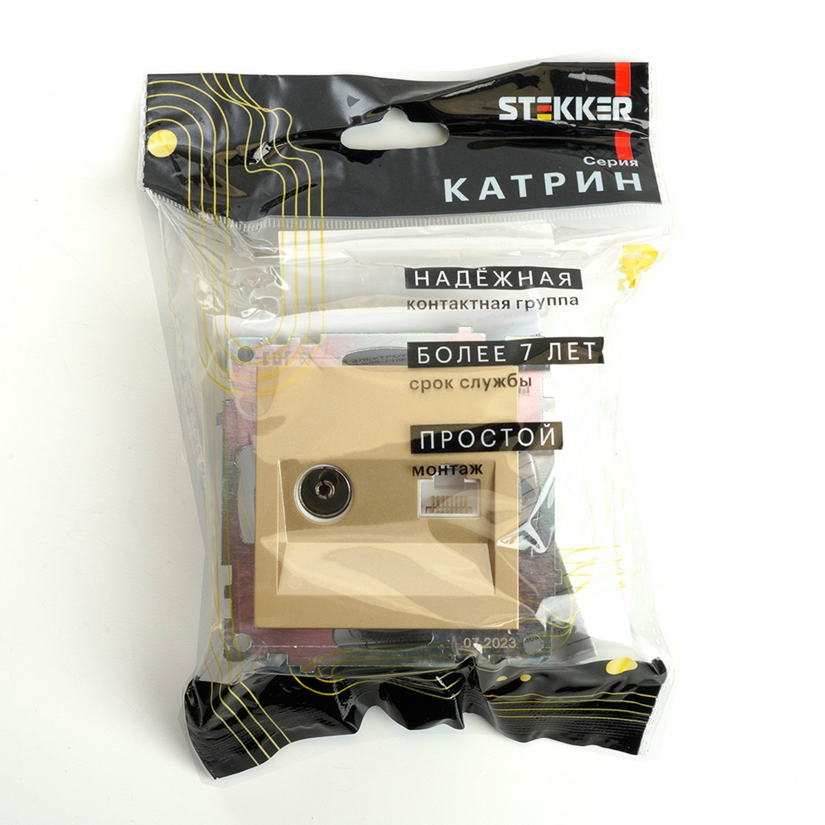 Розетка TV + компьютерная RJ-45 STEKKER GLS00-7106-08 Катрин золото 49230
