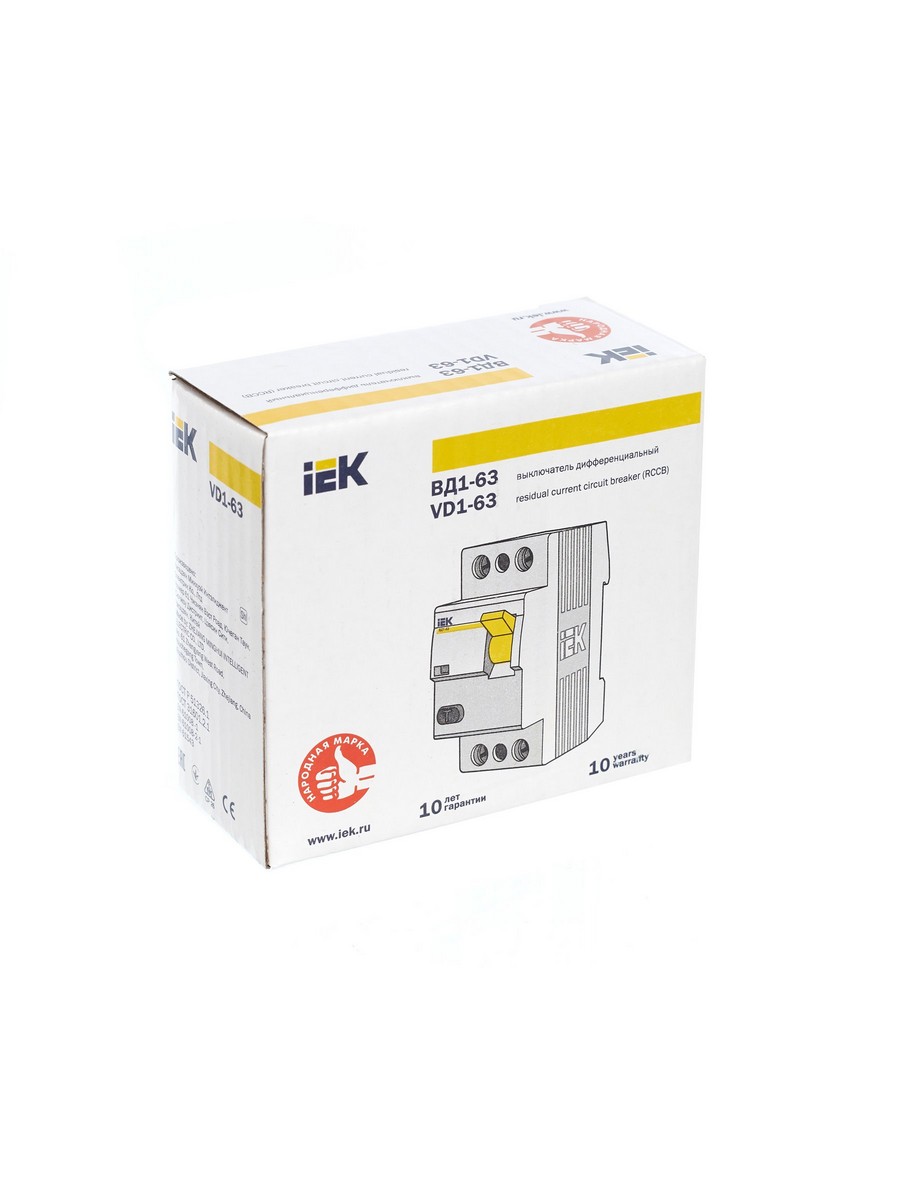 IEK Выключатель дифференциальный IEK KARAT ВД1-63 (УЗО) 2Р 25А 30мА MDV10-2-025-030 