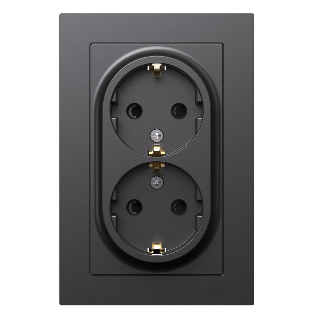 Розетка Systeme Electric AtlasDesign Базальт двойная с/з со 16А, в сборе ATN001426
