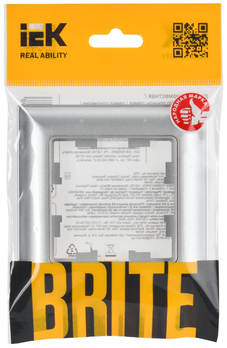 IEK Brite Рамки Рамка IEK BRITE DECOR Алюминий 3D-форма 1-м РУ-1-Бр BR-M12-12-K47