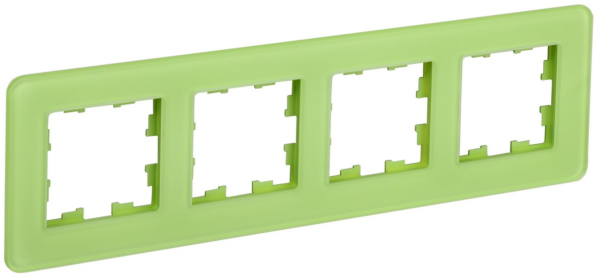 Рамка IEK BRITE DECOR Эко грин матовый стекло скругл.угол 4-мест. РУ-4-2-Бр RE BR-M42-G-41-K06