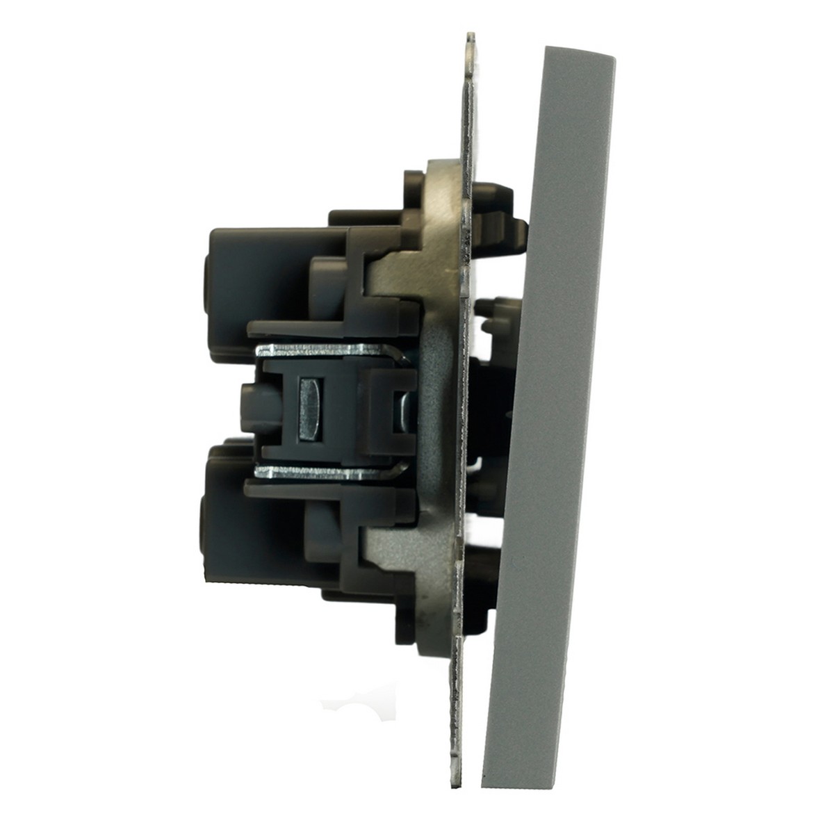 Переключатель 2-клавишный STEKKER Эмили RSW10-5107-10 платиново-серый soft touch 49947