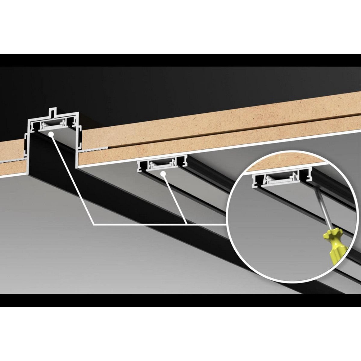 Трековые светодиодные светильники Низковольтный шинопровод для встраиваемого монтажа в ГКЛ, длина 2м NOVOTECH 135199 SMAL 