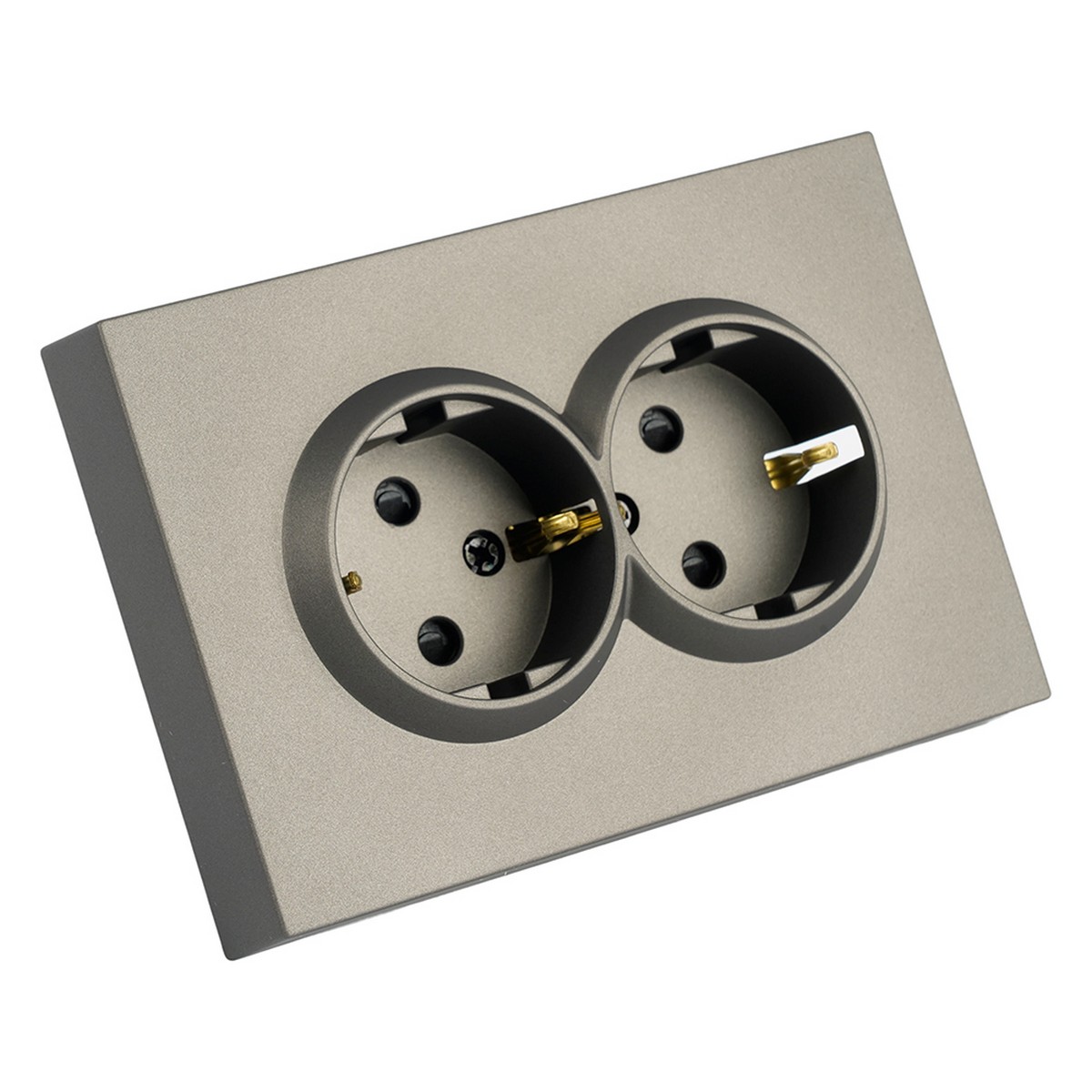 Эмили - Розетки и выключатели Stekker Розетка 2-ая с защитной шторкой с/з 16A STEKKER Эмили RST16-5114-09 антрацит soft touch 49934