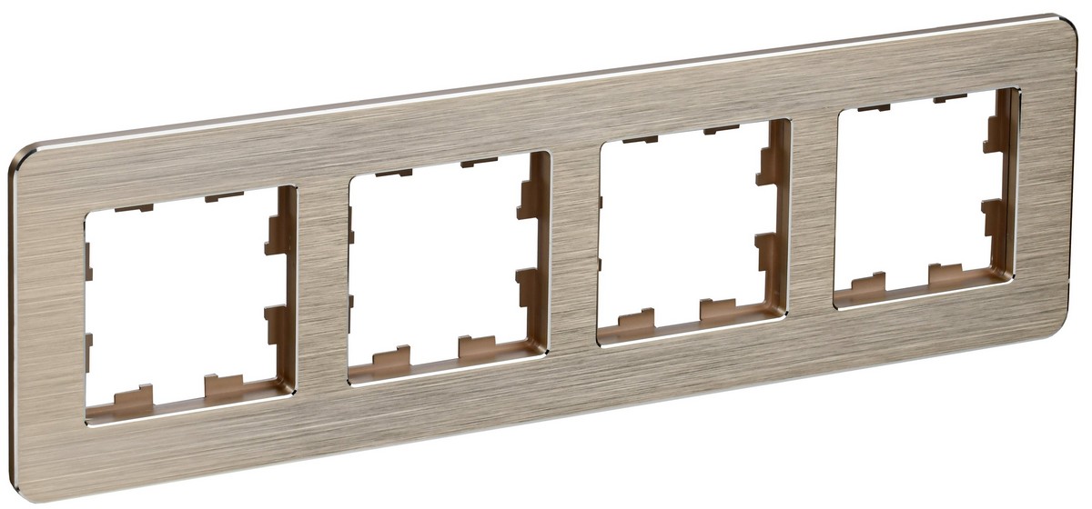 Рамка IEK BRITE DECOR Шампань металл. скругл.угол 4-м РУ-4-1-Бр RE AL BR-M42-M-21-K37
