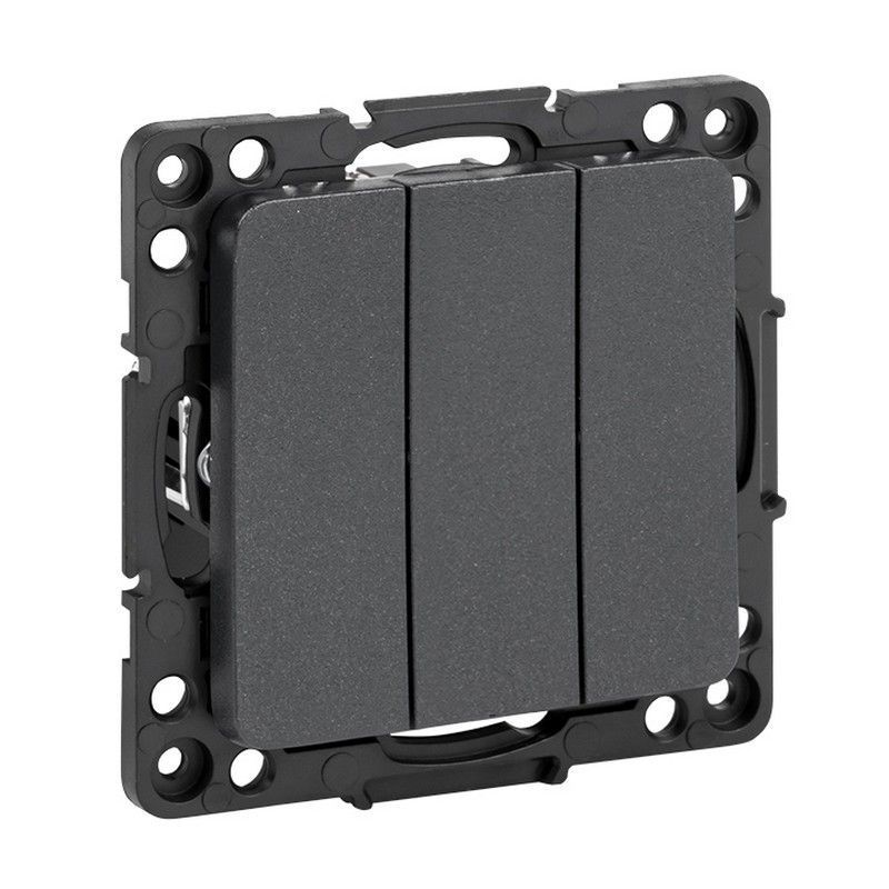 EKF Стокгольм черный Выключатель 3-кл EKF PROxima Стокгольм Черный 10А EZV10-024-10