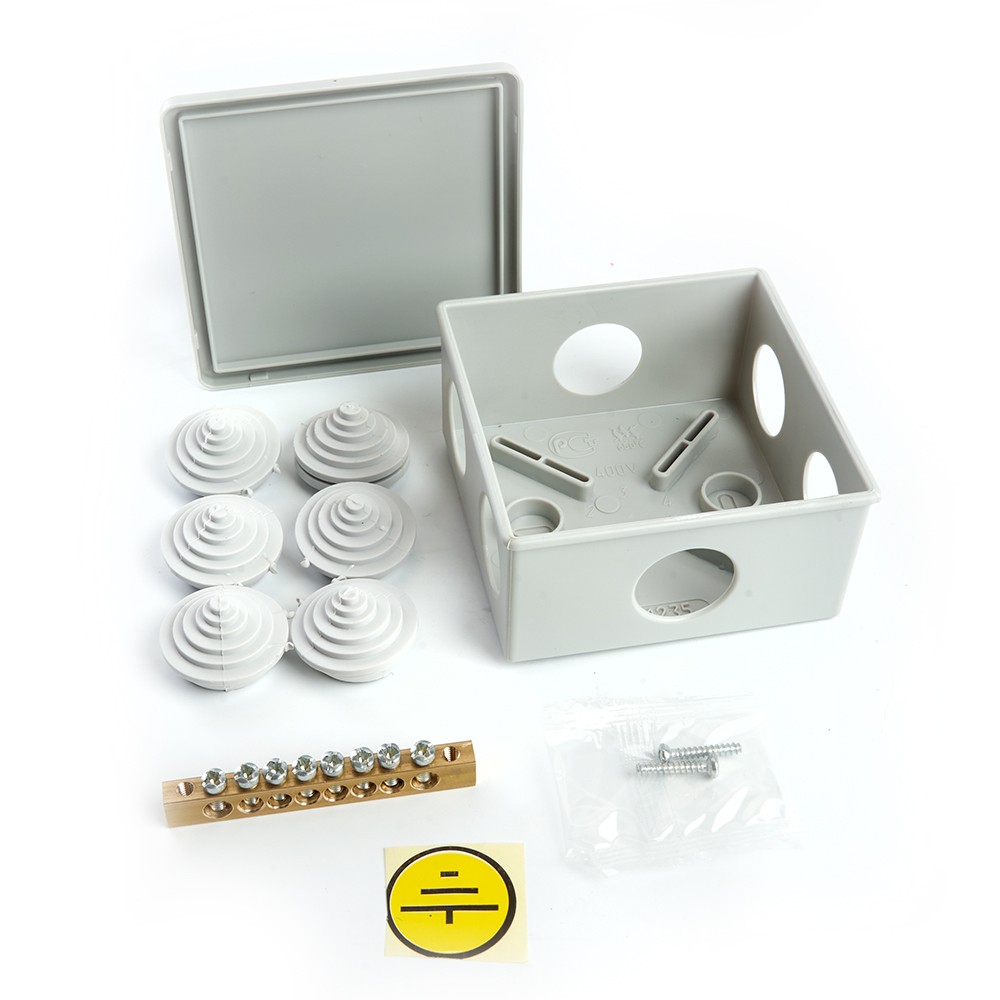 Коробка разветвительная уравнивания потенциалов (КУП) STEKKER EBX20-36-44 6 вводов, IP44, светло-серая (GE41360) 39996