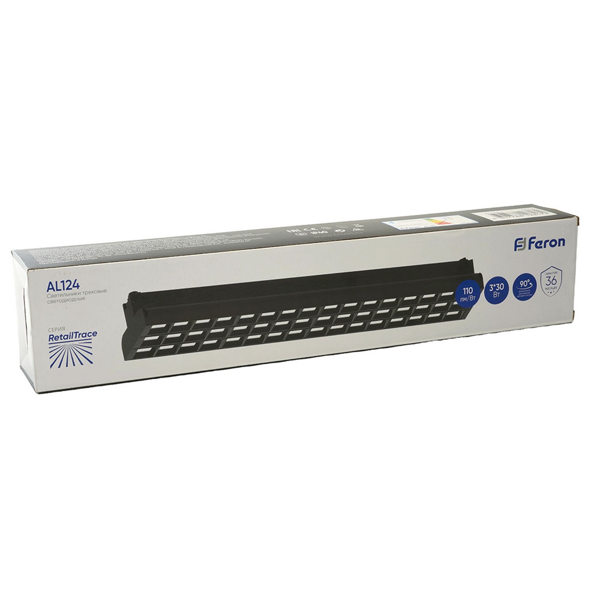 Трековые светодиодные светильники Светодиодный светильник Feron AL124 трековый на шинопровод 3*30W 4000K 60 градусов черный 48930 