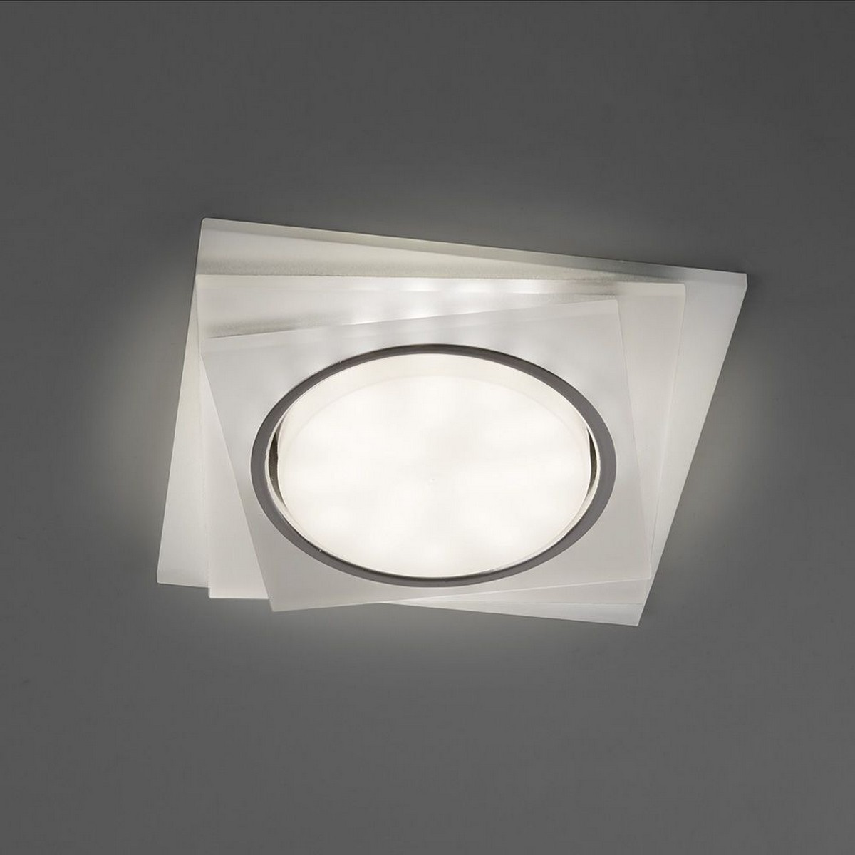 Светильник встраиваемый Feron CD5023 с белой LED подсветкой GX53 белый матовый квадрат 40521